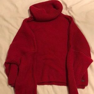 Red turtle neck sweater
